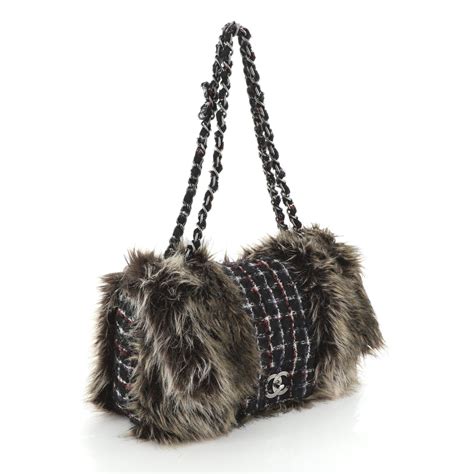 chanel fantasy fur flap bag|CHANEL Tweed Arctic Fantasy Fur Flap Blue Red.